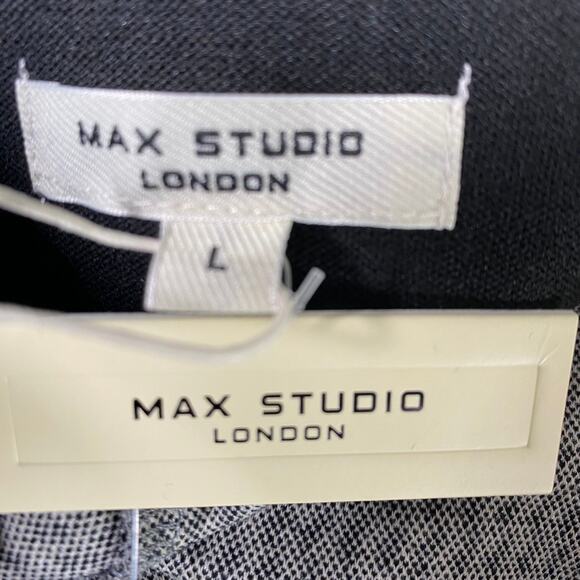 Max Studio London Pull On Bootcut Pants Women L Black Houndstooth Comfort‎ Waist - Picture 6 of 7